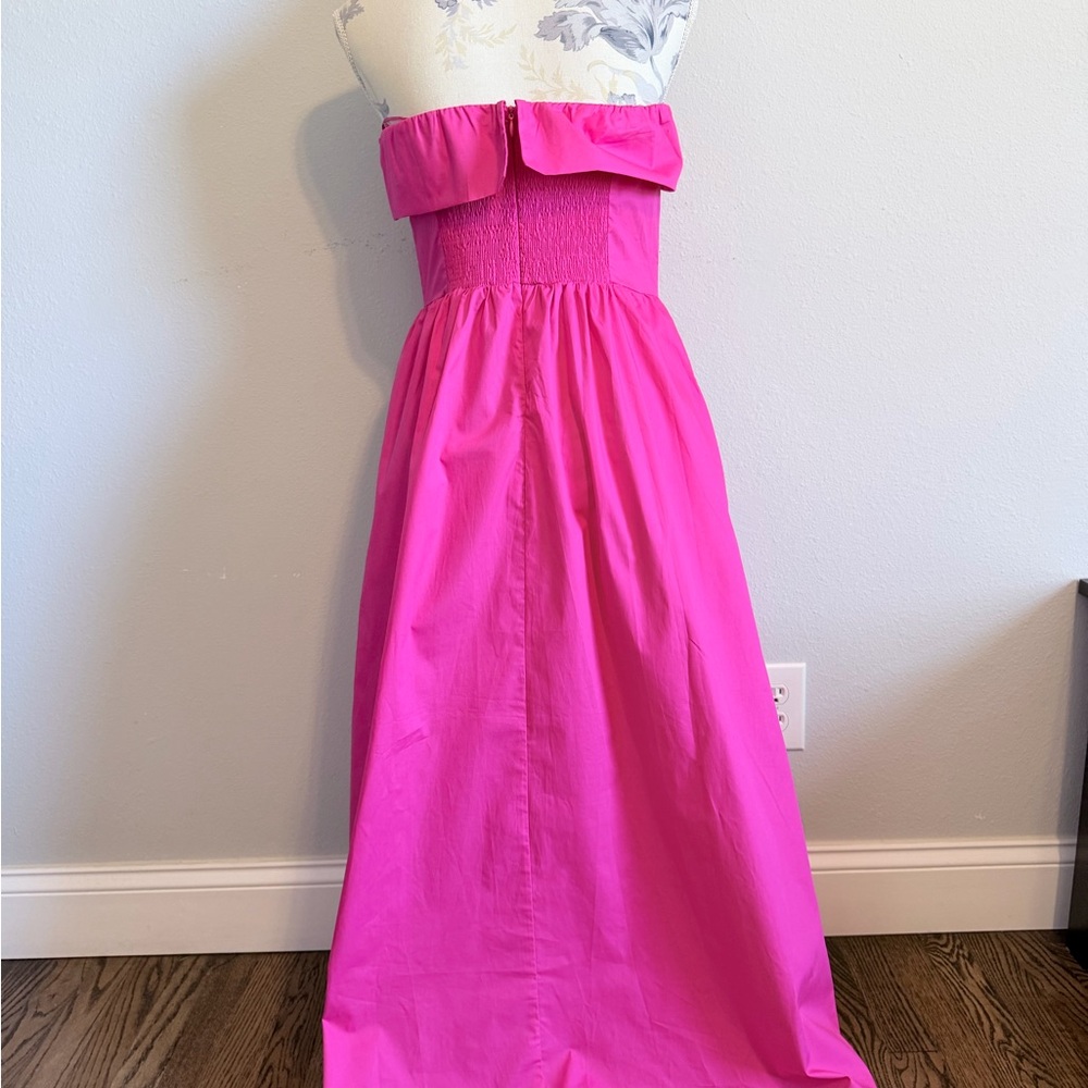 HYFVE Strapless Maxi Dress w Pockets Hot Pink Smocked Back Size Medium - Picture 5 of 9